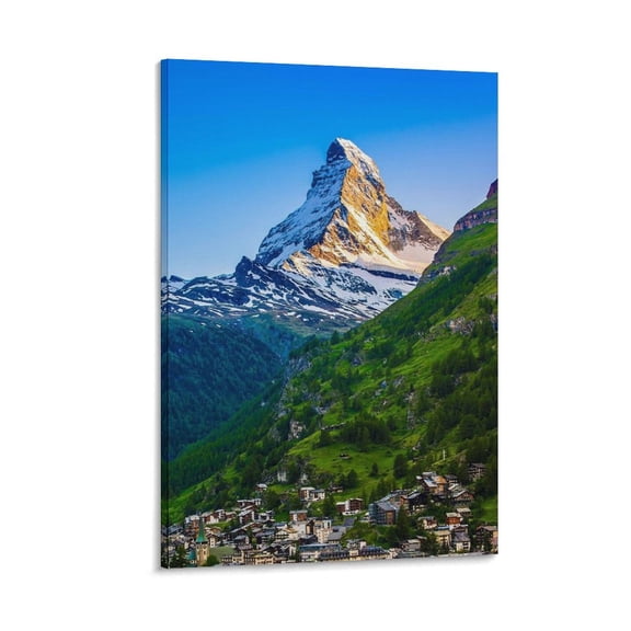 Famous Tourist Attractions Scenery The Matterhorn Zermatt Switzerland 2 Gifts Canvas Painting Poster Wall Art Decorative Picture Prints Modern Decor 16x24inch(40x60cm)
