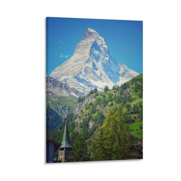 Famous Tourist Attractions Scenery The Matterhorn Zermatt Switzerland Poster Decorative Painting Canvas Wall Art Living Room Posters Bedroom Painting 16x24inch(40x60cm)