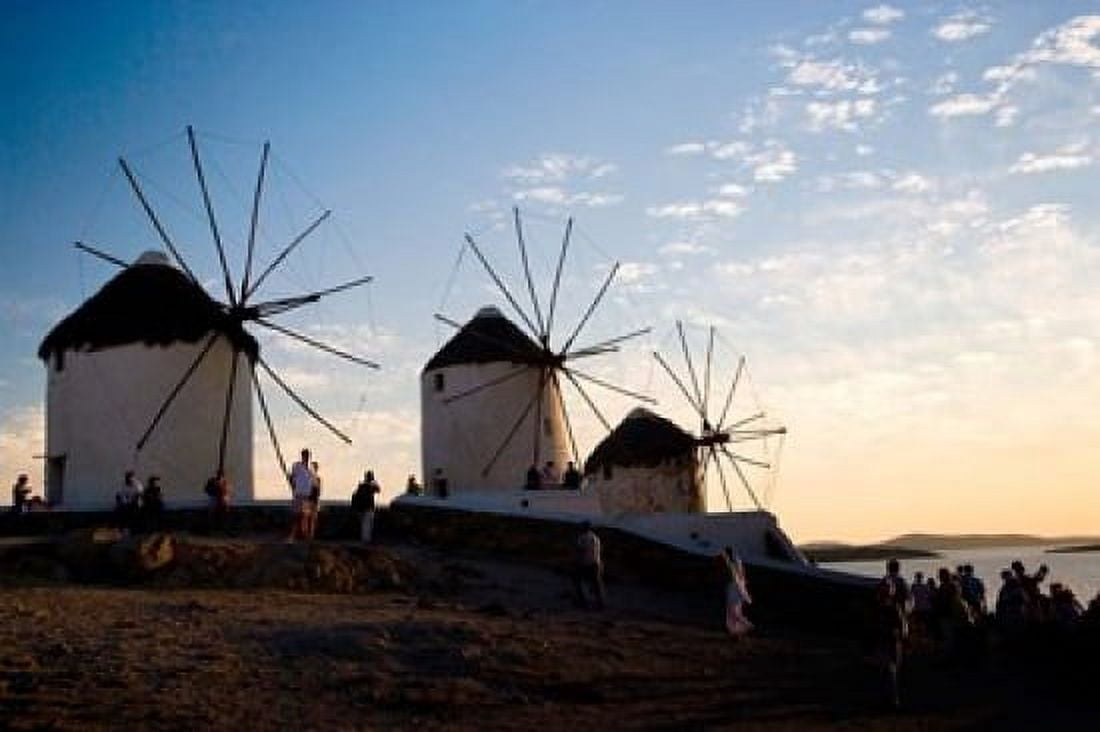 Famous Windmills Hora Mykonos Greece Canvas Art - Darrell Gulin DanitaDelimont (17 x 11)