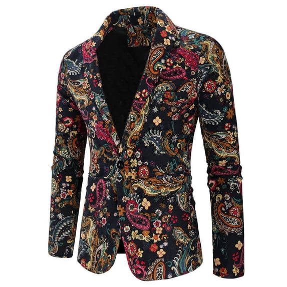 Famous style retro elegant gentleman casual men's suits printed single piece suit large size men's clothing