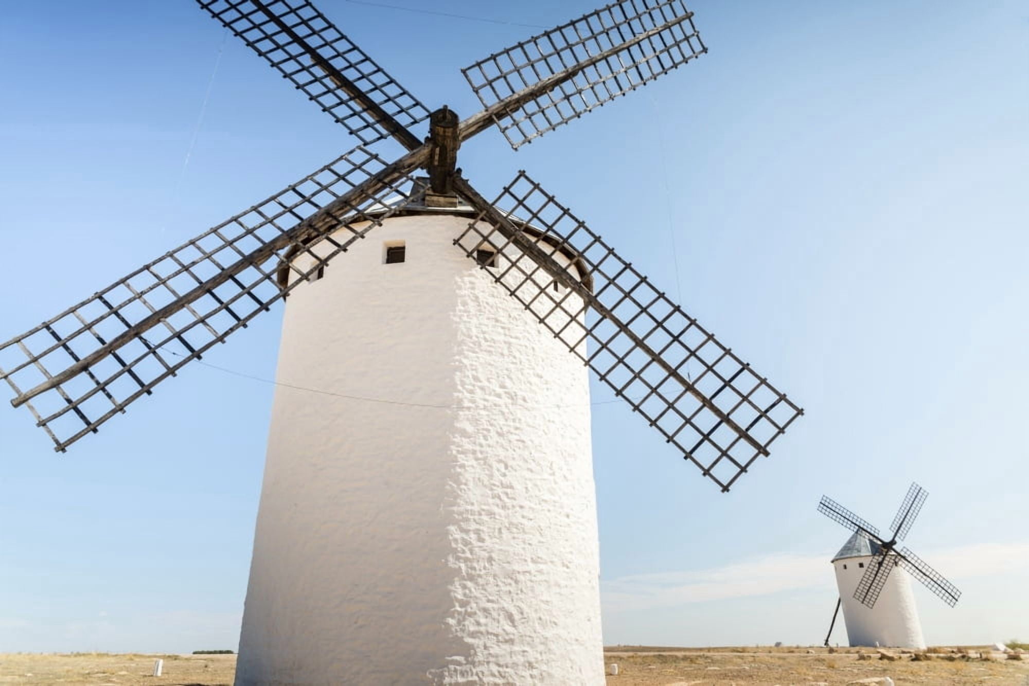 Famous windmills in Campo Criptana where the stories of Don Quixote come from Ciudad Real Castilla-La mancha Spain Canvas Art - Luis Martinez Design Pics (19 x 12)