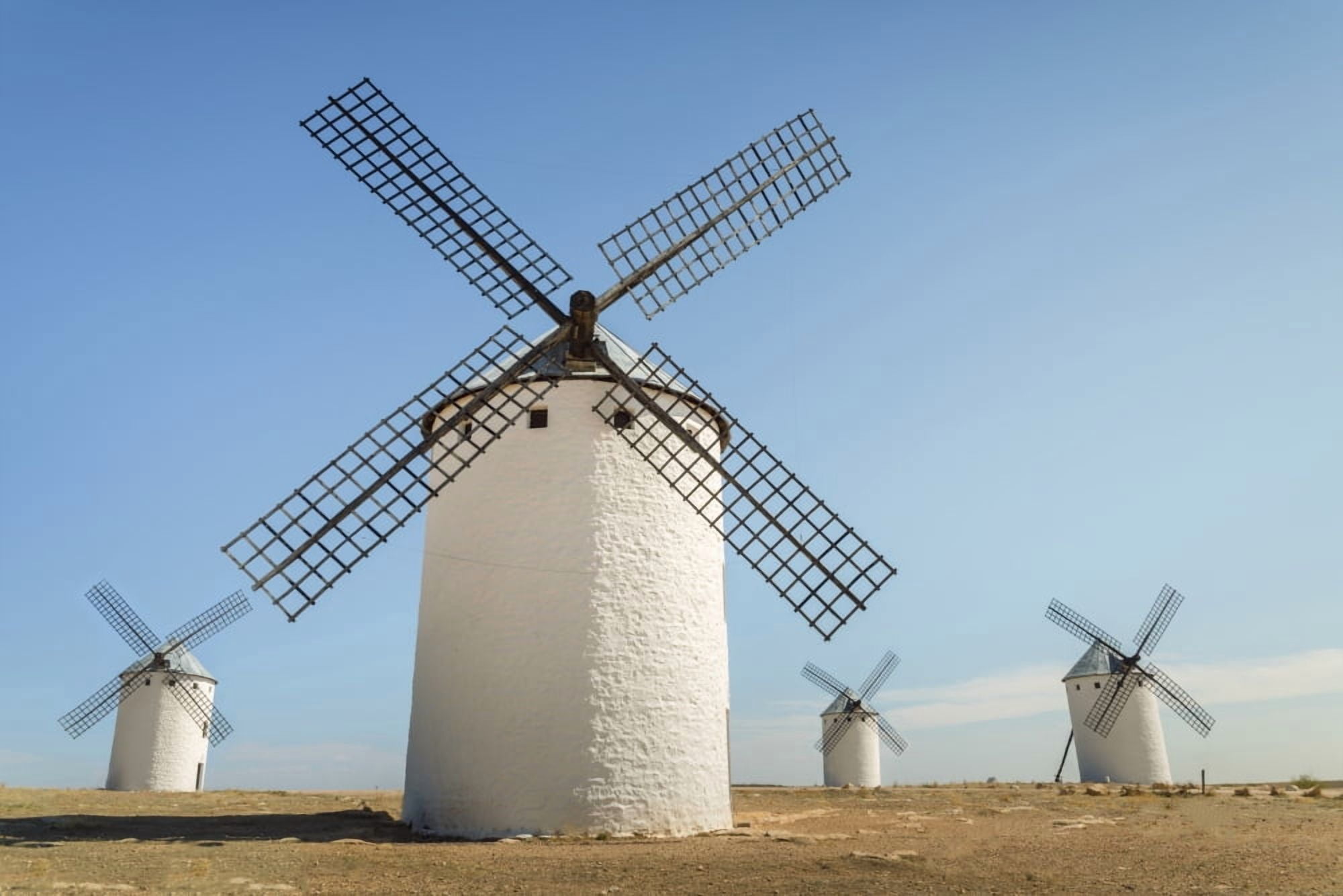 Famous windmills in Campo Criptana where the stories of Don Quixote come from Ciudad Real Castilla-La mancha Spain Canvas Art - Luis Martinez Design Pics (38 x 24)