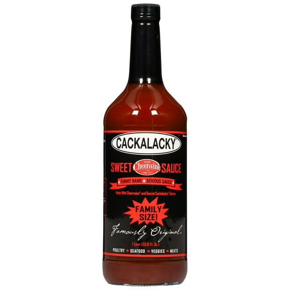 Famously Original Cackalacky Cheerwine Sweet Sauce - 33.8 oz Large Bottle - Southern Style Cherry-Flavored Barbecue Sauce, Ideal for Family BBQs, Marinades & Dips, Crafted with Natural Ingredients