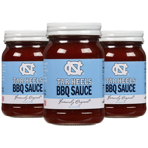 Famously Original Carolina Tar Heels BBQ Sauce by Cackalacky - 3-Pack of 16 oz Jars - Smoky and Brown Sugar Flavor, Ideal for Grilling at Game Days, Tailgates, and Sporting Events