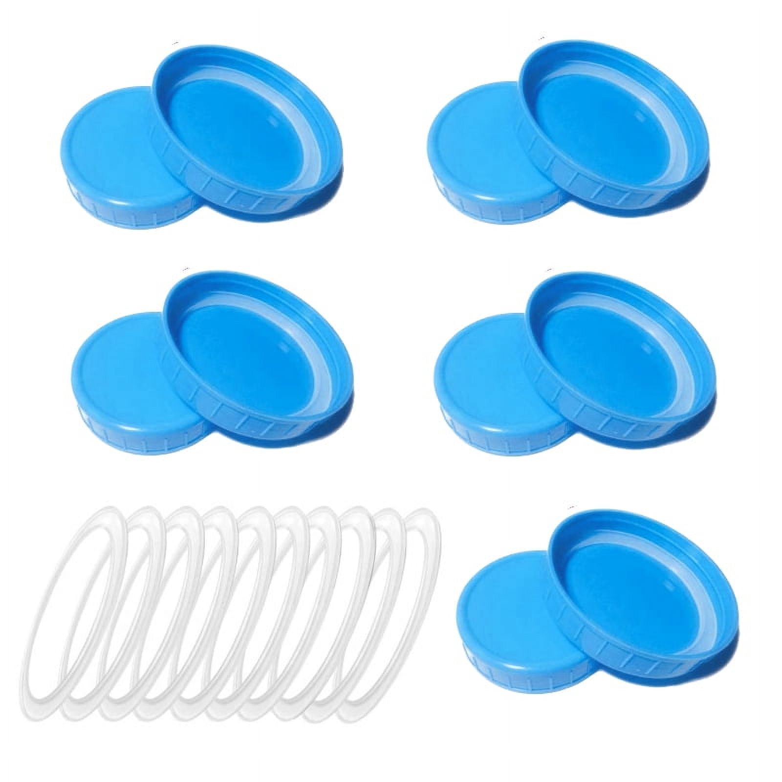 Famure 10pcs Colored Plastic Mason Jar Lids Recyclable Storage Caps With Silicone Sealing Rings
