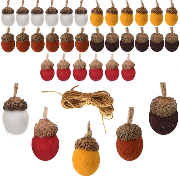 Famyfamy Christmas Tower Small Ball Christmas Decoration Felt Acorn Ornaments Crafts Easy To Hang Up Simulation With Rope 30PCS Decorations