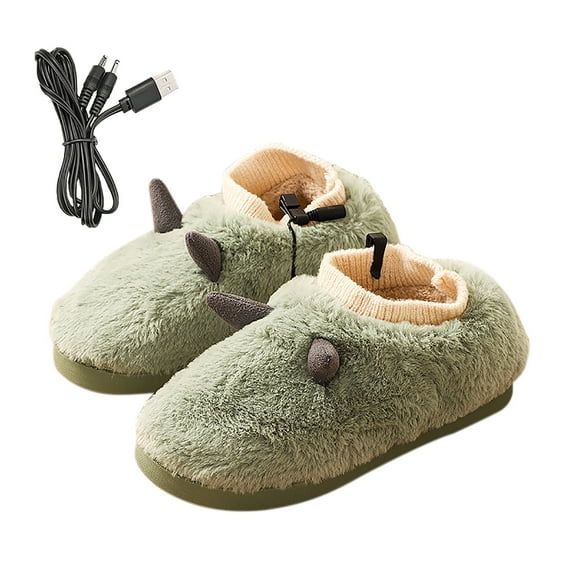 Famyfamy House Slippers Winter Heating Warming Shoes USB Foot Warmers Winter Shoes Cute Removable And Washable Plush Slippers