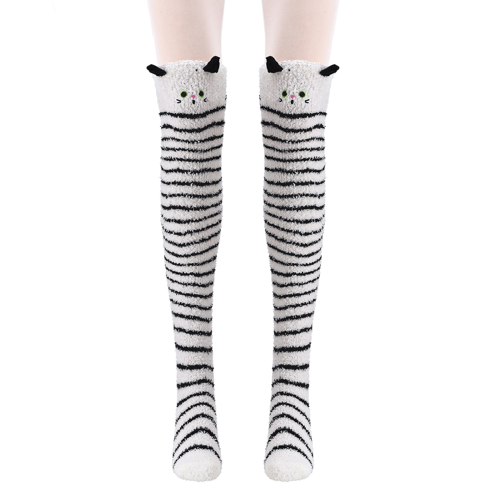 Women's Fashion Leg Warmers Long Warm 3 Buttons Boot Calf Socks for Women  and Girls Fashion White