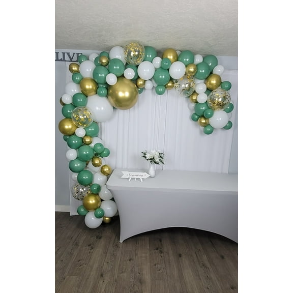 Famzigo Green Balloon Arch Kit Balloon Garland - Strong Thick Gold, White & Olive green balloons, Baby Shower Balloon Arch, DIY Balloon Arch Garland Kit, Balloons for Balloon Arch, Balloon Arch Green