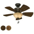 Fan 34 inch New Bronze Finish Ceiling Fan with TeaStain Glass Bowl