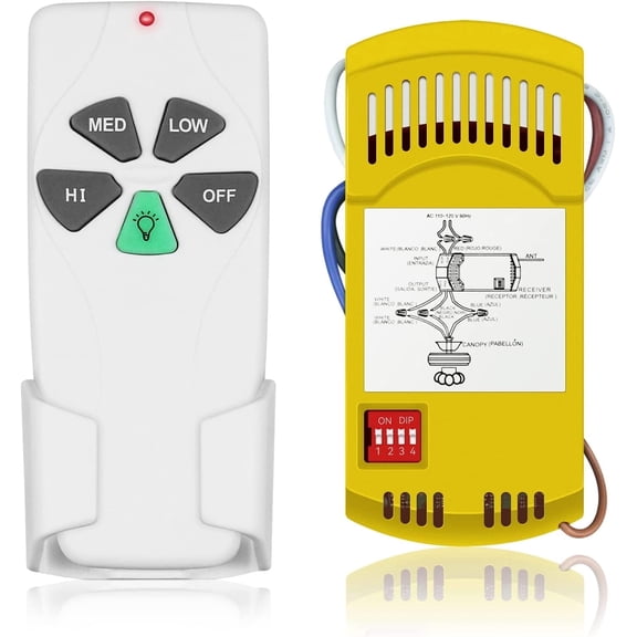 Fan 53T Replacement Remote for Hampton Bay Hunter Ceiling Fan, Light Dimmer 3-Speed with Wall Mount Holder, 303.9 MHz, Remote Only