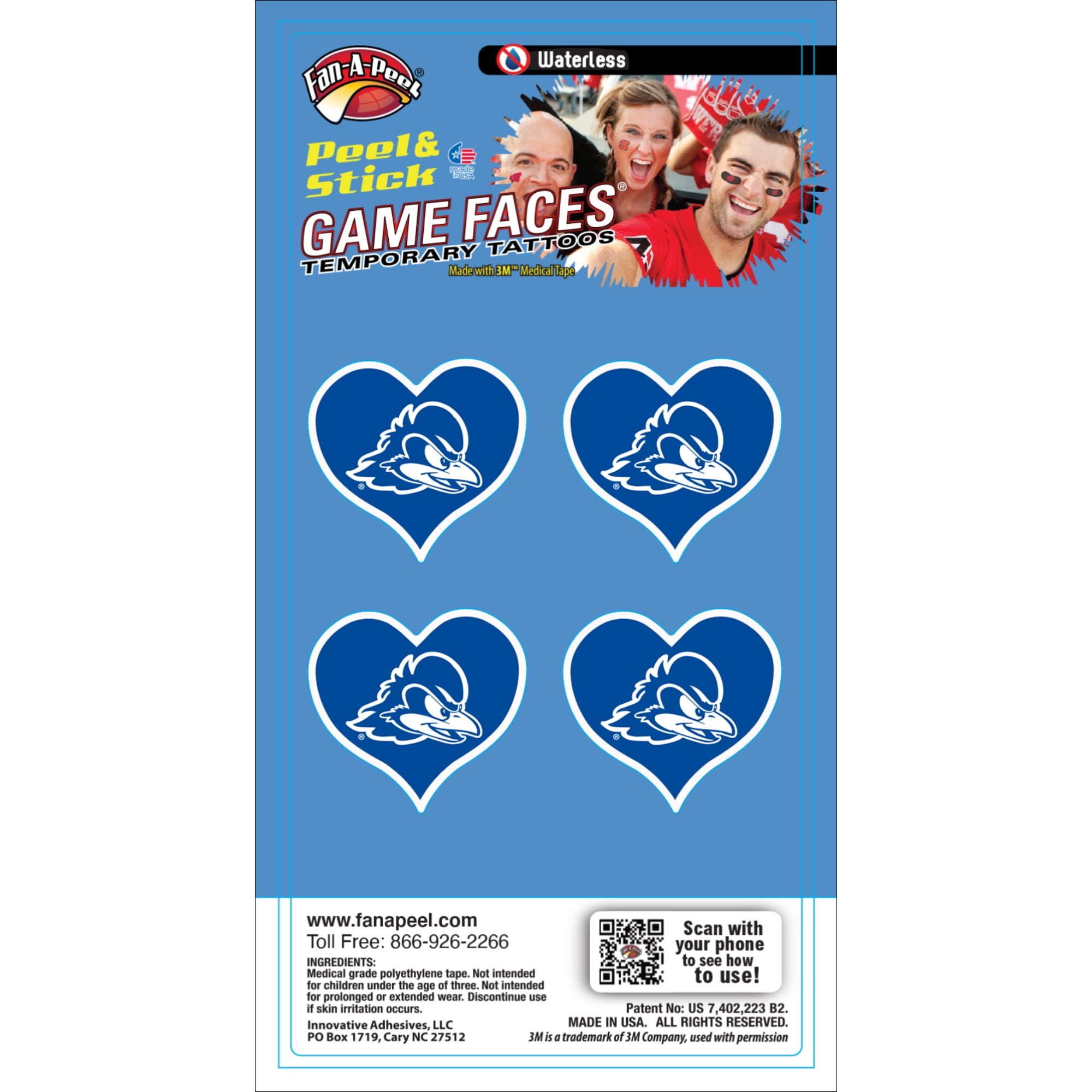 FanAPeel Delaware Waterless Temporary Tattoos Hypoallergenic Peel