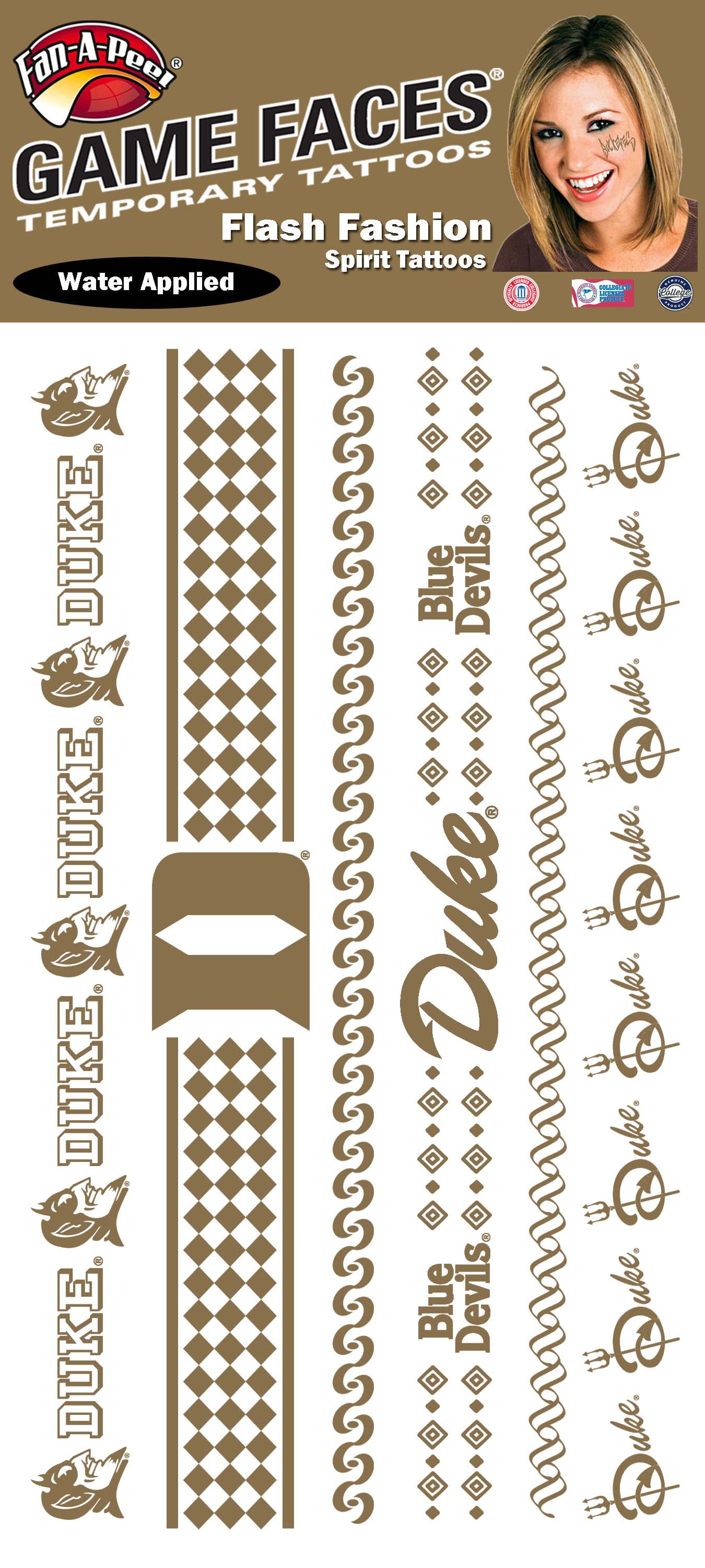 FanAPeel Duke Water Based Temporary Tattoos Hypoallergenic Peel and Stick Waterproof