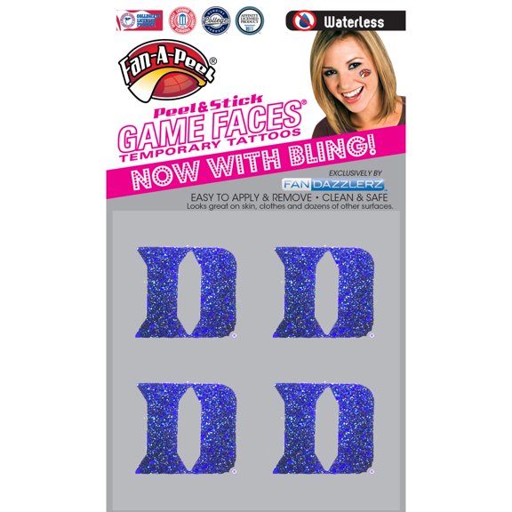 Fan-A-Peel Duke Waterless Temporary Tattoos - Hypoallergenic Peel and Stick Waterproof Temporary Tattoos, Glitter - Officially Licensed