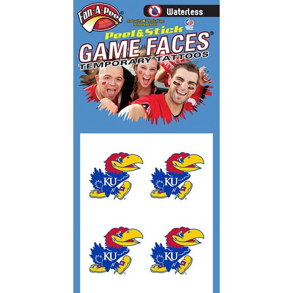 Fan-A-Peel Kansas Waterless Temporary Tattoos - Hypoallergenic Peel and Stick Waterproof Temporary Tattoos - Officially Licensed