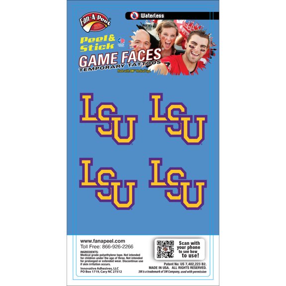 Fan-A-Peel Louisiana State Waterless Temporary Tattoos - Hypoallergenic Peel and Stick Waterproof Temporary Tattoos - Officially Licensed