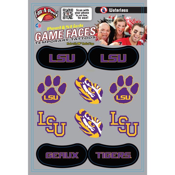 Fan-A-Peel Louisiana State Waterless Temporary Tattoos - Hypoallergenic Peel and Stick Waterproof Temporary Tattoos - Officially Licensed