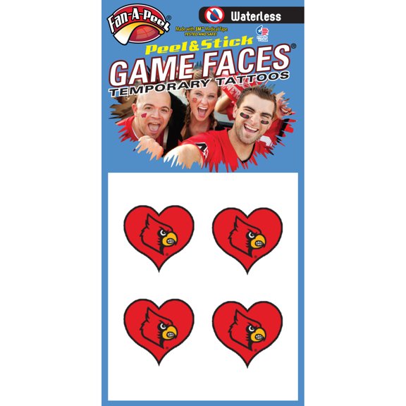Fan-A-Peel Louisville Waterless Temporary Tattoos - Hypoallergenic Peel and Stick Waterproof Temporary Tattoos - Officially Licensed