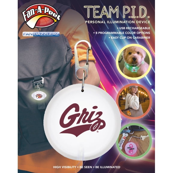 Fan-A-Peel Montana Personal Illumination Device - Wearable High-Visibility LED Motion Sensor Light with Carabiner, Round - Officially Licensed