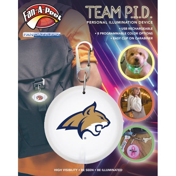 Fan-A-Peel Montana State Personal Illumination Device - Wearable High-Visibility LED Motion Sensor Light with Carabiner, Round - Officially Licensed