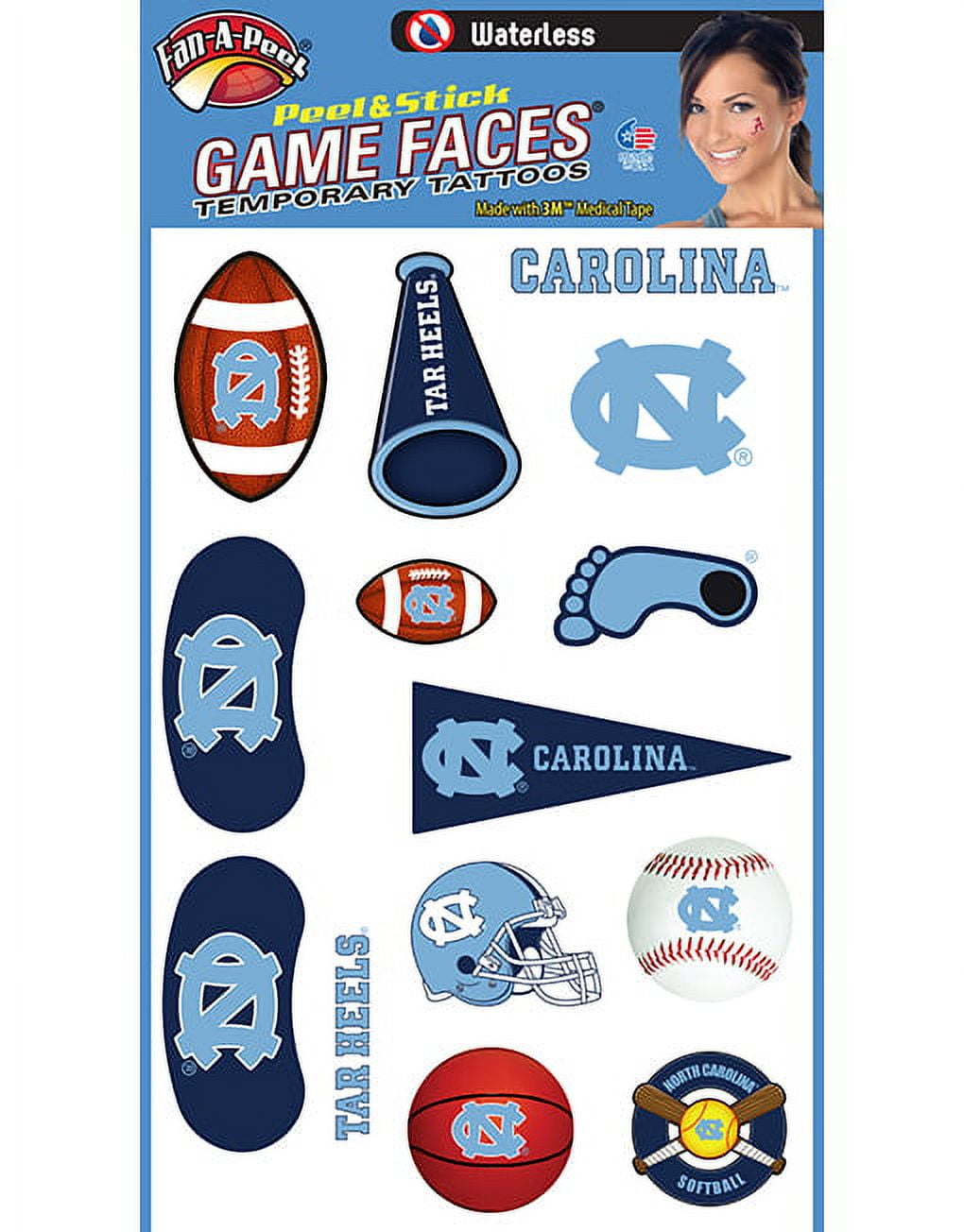 FanAPeel North Carolina Waterless Temporary Tattoos Hypoallergenic