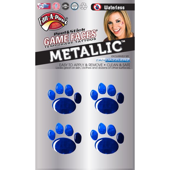 Fan-A-Peel Penn State Waterless Temporary Tattoos - Hypoallergenic Peel and Stick Waterproof Temporary Tattoos, Metallic - Officially Licensed
