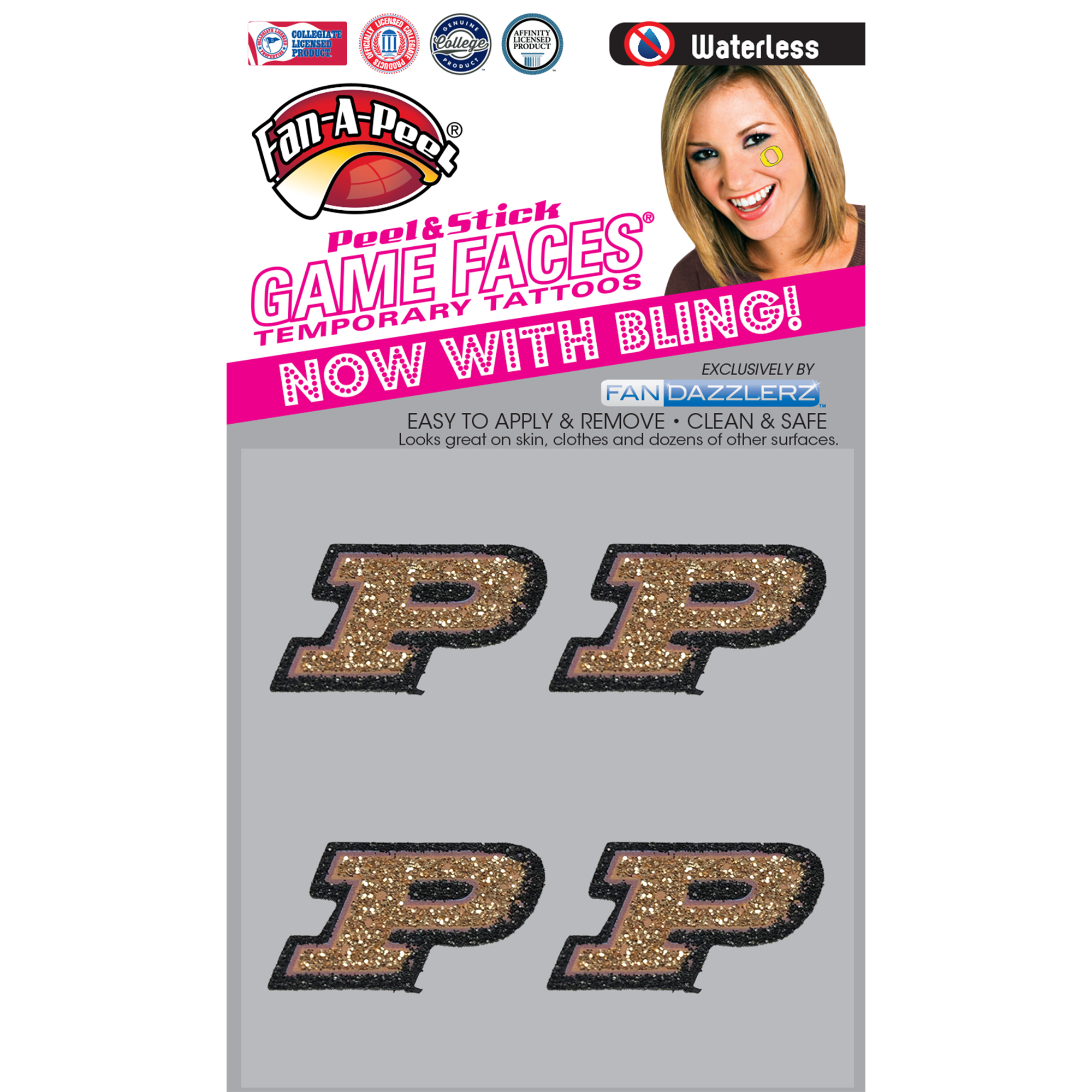 FanAPeel Purdue Waterless Temporary Tattoos Hypoallergenic Peel and