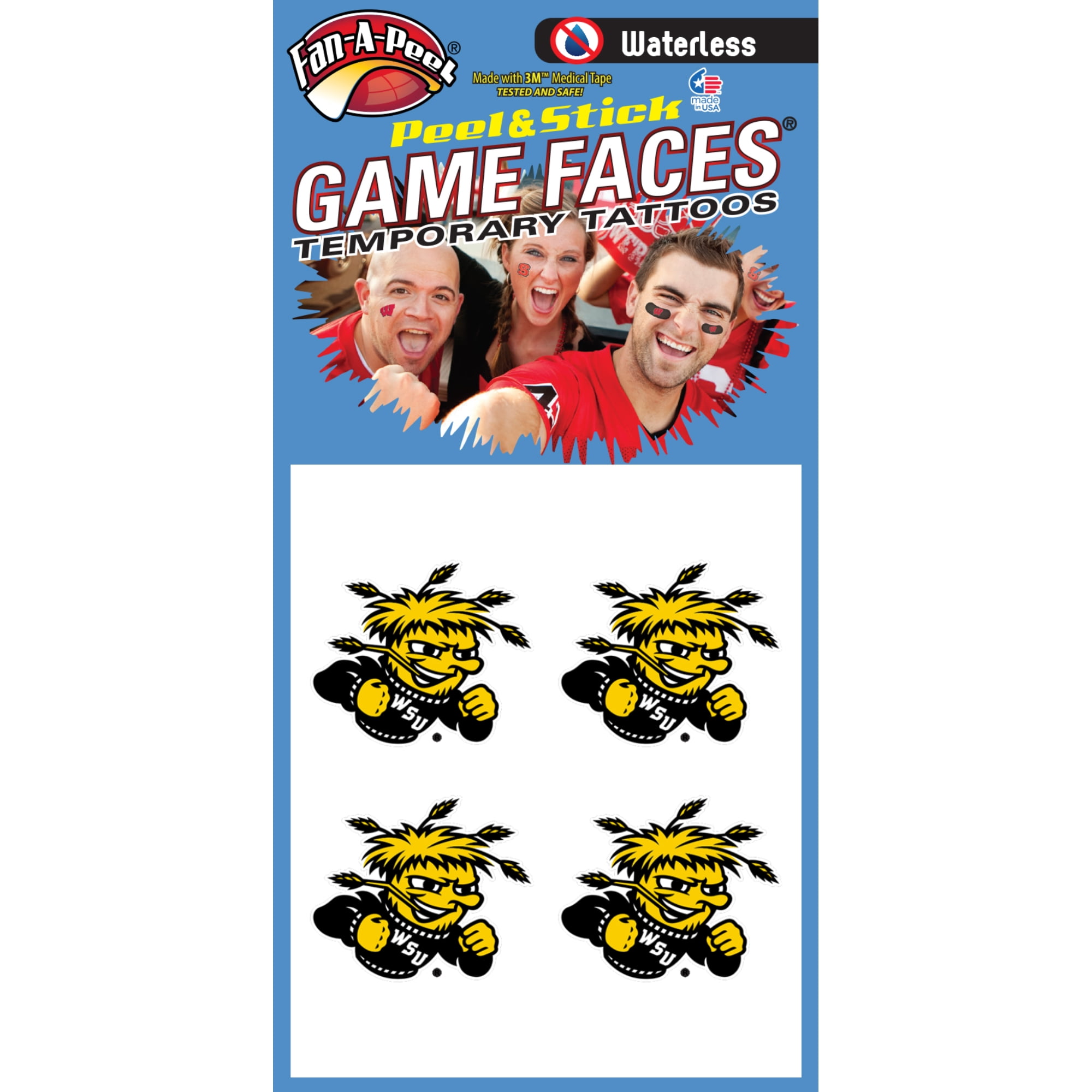 FanAPeel Wichita State Waterless Temporary Tattoos Hypoallergenic