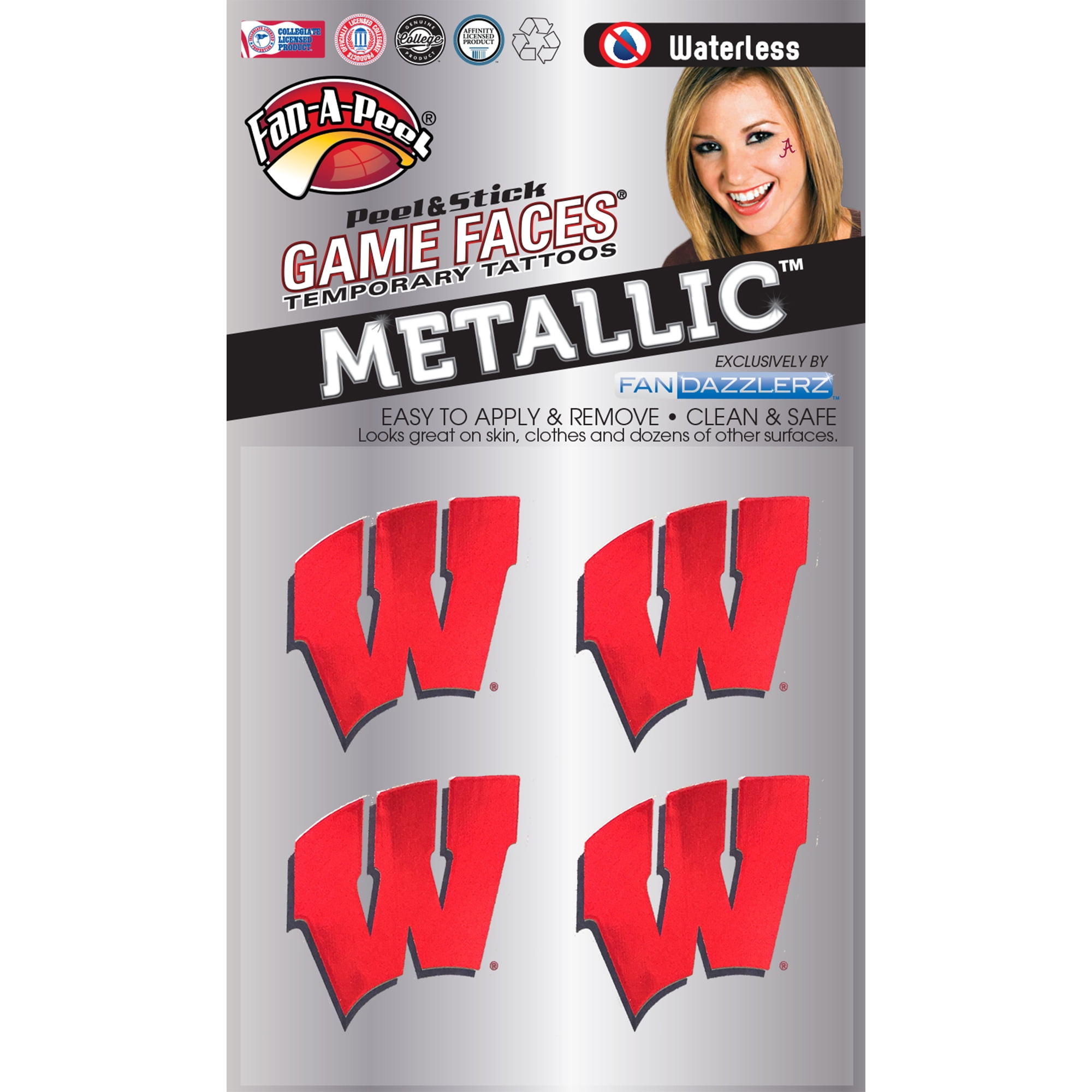 FanAPeel Wisconsin Waterless Temporary Tattoos Hypoallergenic Peel