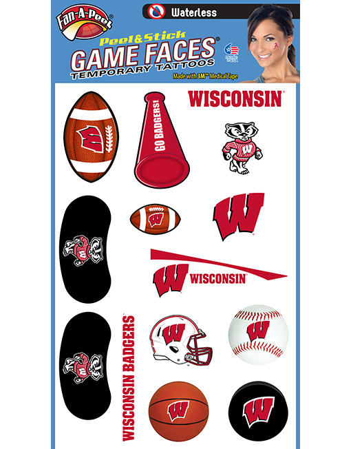 FanAPeel Wisconsin Waterless Temporary Tattoos Hypoallergenic Peel