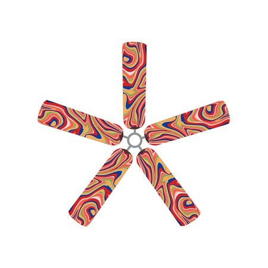Swirling Rainbow Powder Coated Plastic Ceiling Fan Blade Covers