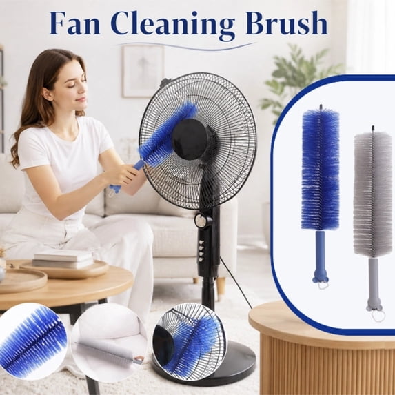 Fan Brush Cleaner for Electric Fan Blades & Grill, Bendable Microfiber Fan Cleaning Duster, Reusable Flexible Dust Remover Cleaning Brush (Blue,Gray-2pc)