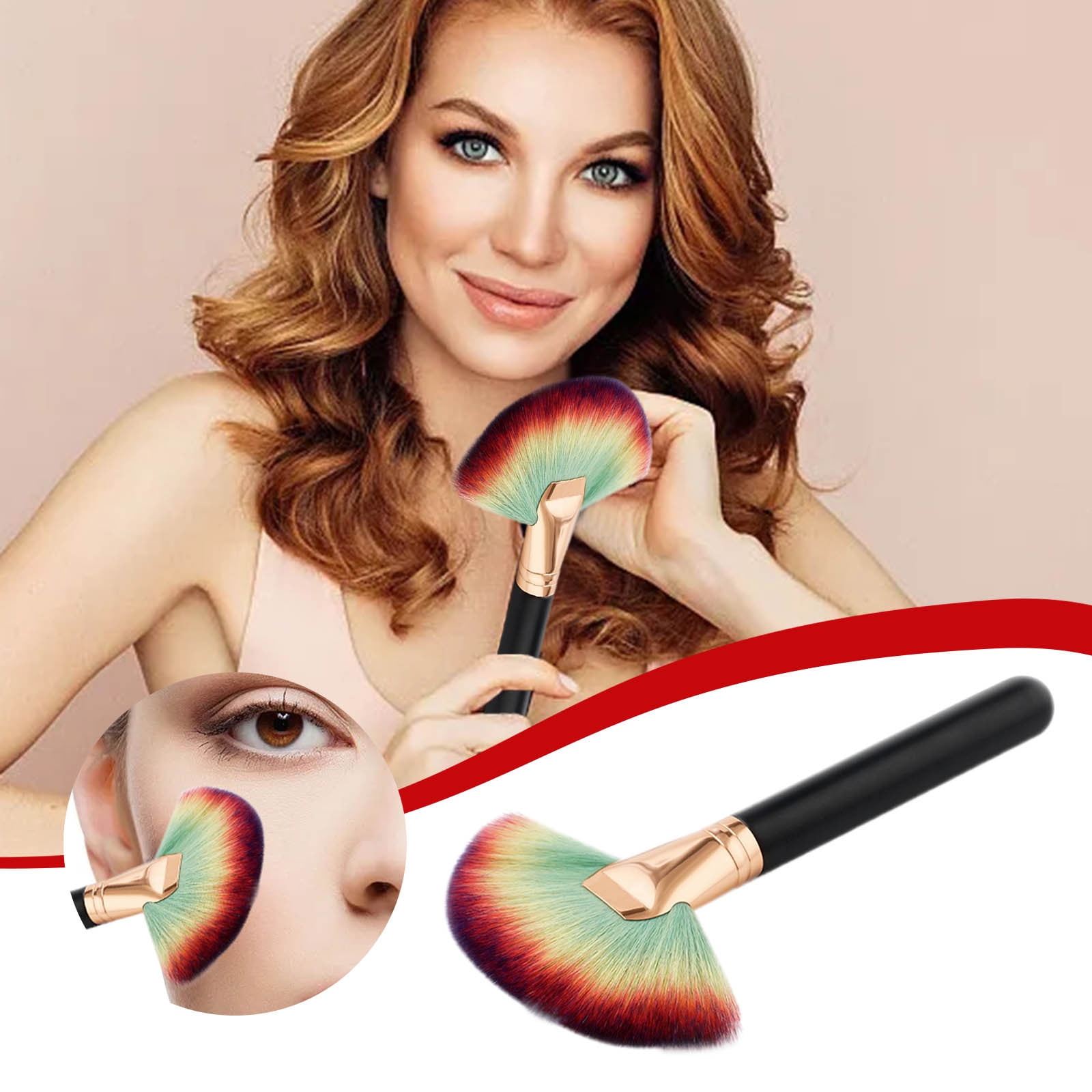 Fan Brush Large Fan Shaped Makeup Brushes Soft Hair Facial Blending ...