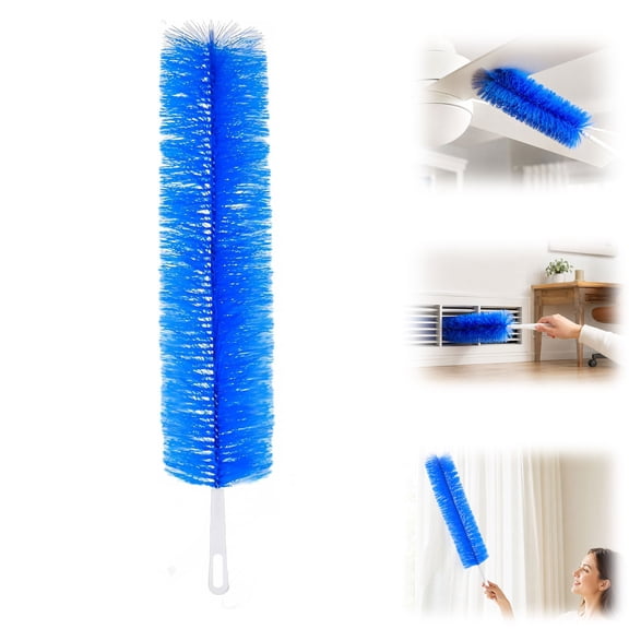 Fan Cleaner Brush & Cobweb Duster, Microfiber Fan Brush for Ceiling Curtains Box Fan, Bendable Household Duster , Portable(Blue, 1PC)