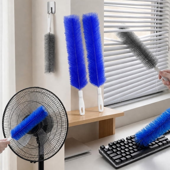 Fan Cleaning Brush Duster, Bendable Microfiber Head,Long Fan Brush Cleaner for Home Ceiling Fans, Air Conditioner Grilles, Blinds and Car Vents, Washable Dusting Tool