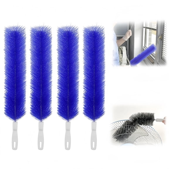 Fan Cleaning Brush, Flexible Radiator Duster with Long Handle, 360° Nylon Bristles Cleaner for Ceiling Fan Blades, Air Conditioner Vents, Window Tracks, Keyboards and Blinds, Washable