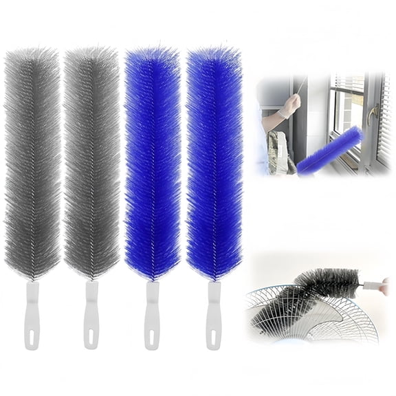 Fan Cleaning Brush, Flexible Radiator Duster with Long Handle, 360° Nylon Bristles Cleaner for Ceiling Fan Blades, Air Conditioner Vents, Window Tracks, Keyboards and Blinds, Washable