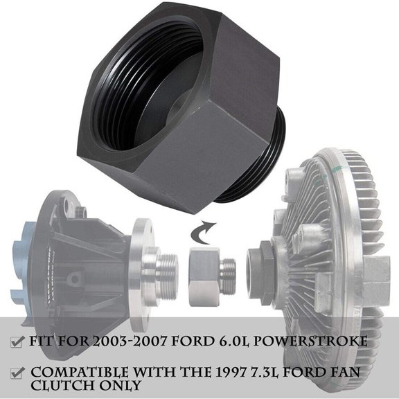 Fan Clutch Adapter for Ford 6.0L Powerstroke 2003-2007 F-Series and Excursion, Mechanical Conversion, 1-Pack