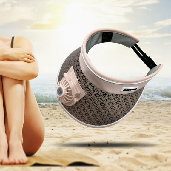Fan Cooling Hat,Visor Cooling Fan Summer Hat USB Hand Free,Unisex Fan Visor Hat Sun Protection UPF 50+,Outdoor Fishing Sports Camping Hiking Sun Visor,Travel Casual Woman Man Adults Kids pink