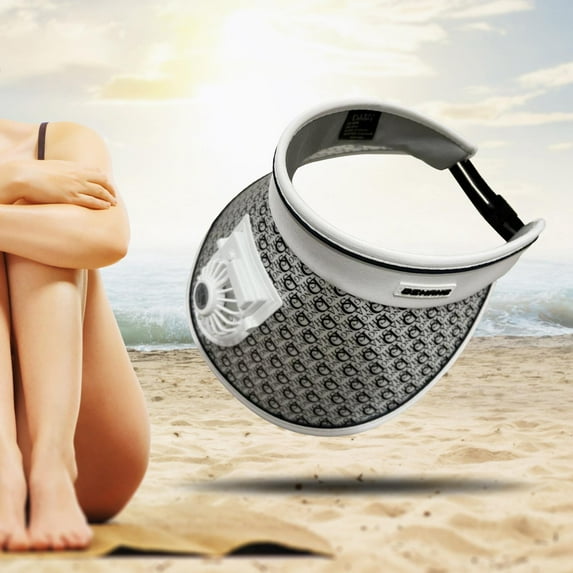 Fan Cooling Hat,Visor Cooling Fan Summer Hat USB Hand Free,Unisex Fan Visor Hat Sun Protection UPF 50+,Outdoor Fishing Sports Camping Hiking Sun Visor,Travel Casual Woman Man Adults dark blue