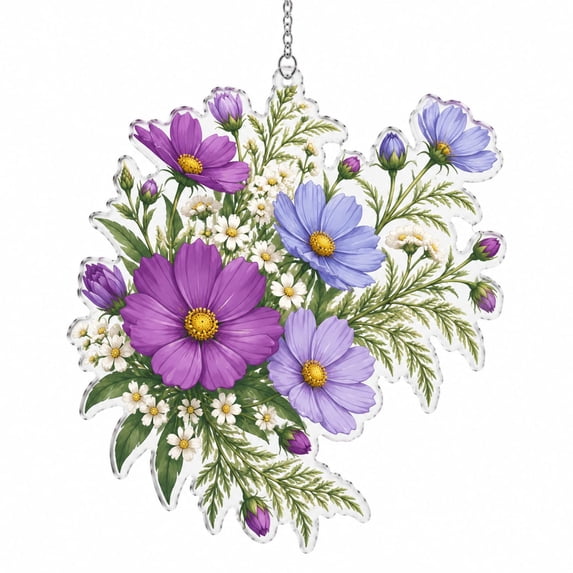 Fan Cosmos Acrylic Suncatcher Ornament for Reading Nook, Botanical ...