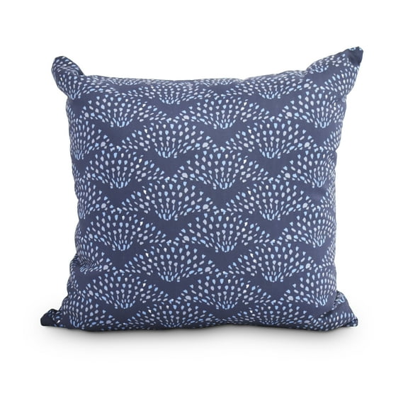 Fan Dance 20 Inch Blue Geometric Print Decorative Throw Pillow