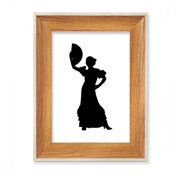 Fan Dancing Performance Dancer Desktop Wooden Photo Frame Display Picture Art Painting Multiple Sets
