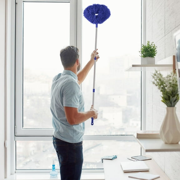 Fan Duster for Ceiling Fan Blades, Ceiling Fan Cleaner Duster High Ceiling Extended Fan Blade Cleaner Reusable Microfiber Ceiling Fan Blade Cleaner Removable Duster for Cleaning Walls Window Top