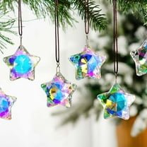 Fan-Favorite Crystal Pentagram Sun Catcher - Christmas Wind Chime Pendant, UV-Resistant Glass Decor with Prismatic Rainbow Effects & Gentle Chime for Room, Balcony, Window & Home Ambiance, 1.8*1.9in