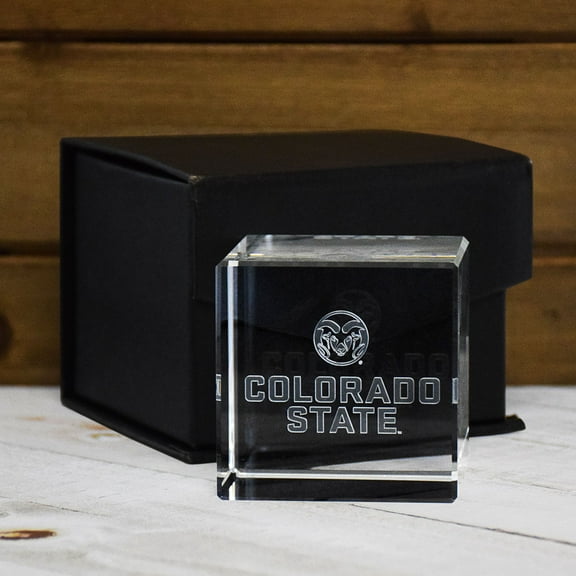 Fan Frenzy Gifts Colorado State Rams Officially License Academic Logo Laser Engraved Crystal Cube