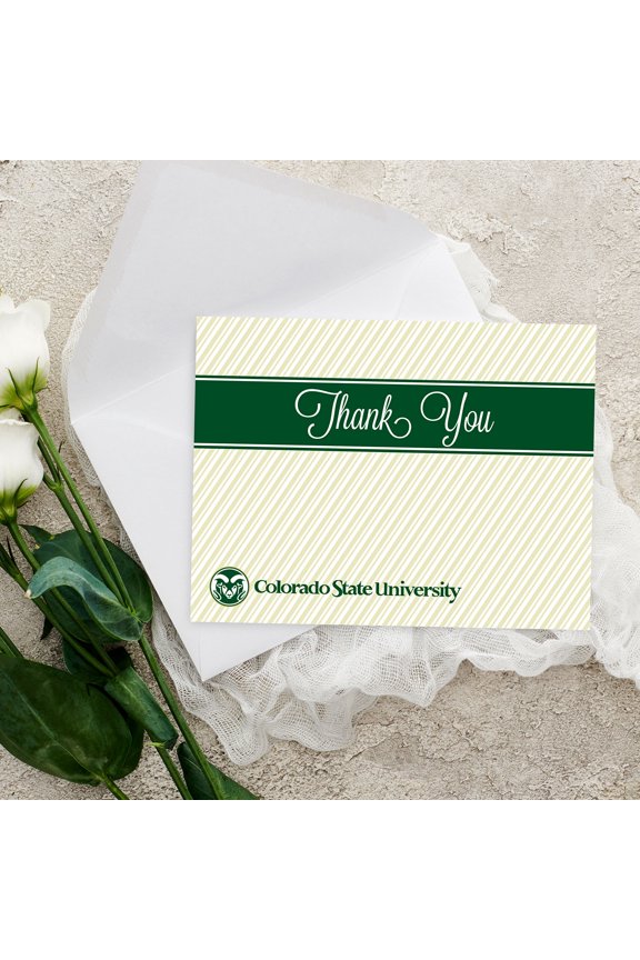 Fan Frenzy Gifts Colorado State Rams Officially Licensed Green Script Ram Thank You Card 10-pack