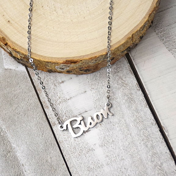 Fan Frenzy Gifts North Dakota State Bison Officially Licensed Bison Script Necklace