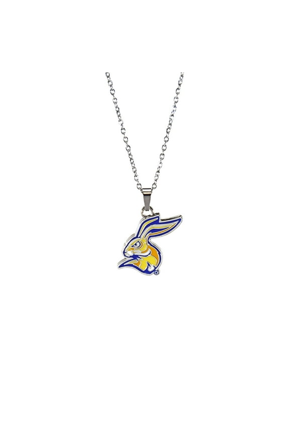 Fan Frenzy Gifts South Dakota State Silver Fan Women's Necklace with Pendent Jackrabbits