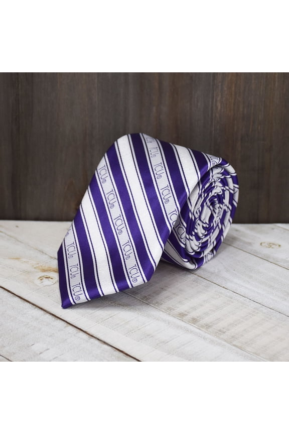Fan Frenzy Gifts TCU Horned Frogs62" Striped Men's Tie Officially licensed NCAA
